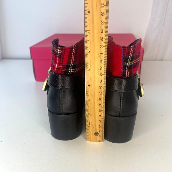 Betsey Johnson Wilma Black Plaid Booties Size 7.5 Ladies Eclectic Western Animal - Picture 8 of 12
